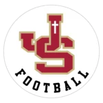 The official logo for the JSerra Catholic High School Football team, featuring a maroon and gold JS emblem with a cross, above the word FOOTBALL.